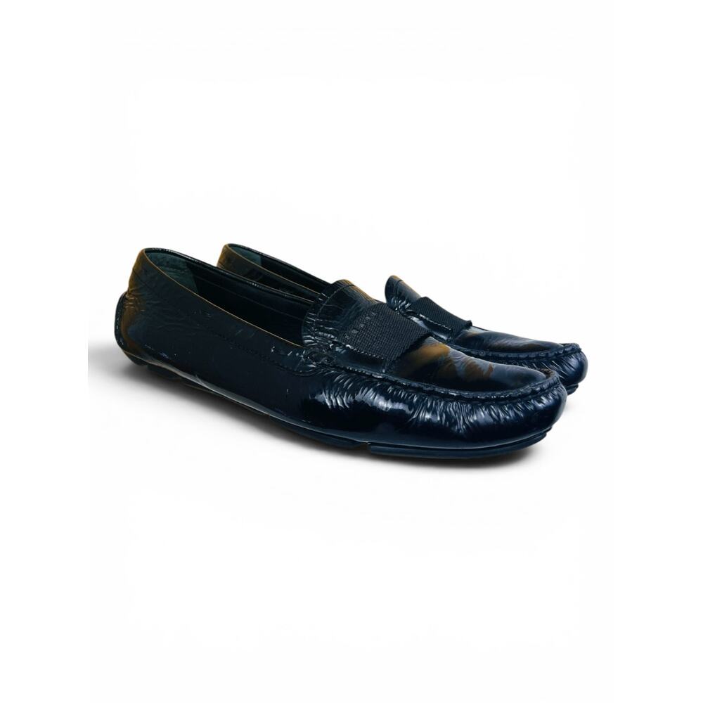 Prada Black Naplak Patent Leather Driving Loafers Logo Tab EU 38.5 - Picture 6 of 9